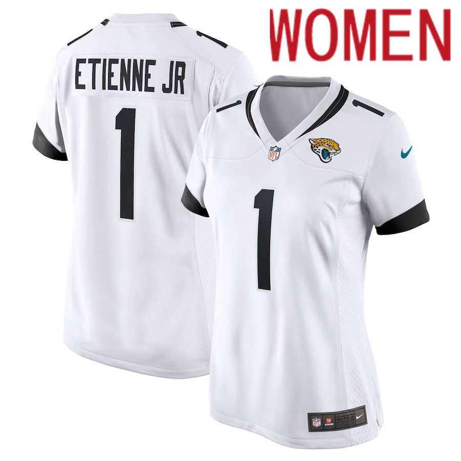 Women Jacksonville Jaguars 1 Travis Jr. Etienne Nike White Game Player NFL Jersey